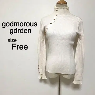 godmorous gdrden 베이지 프릴 디자인 하이넥 니트