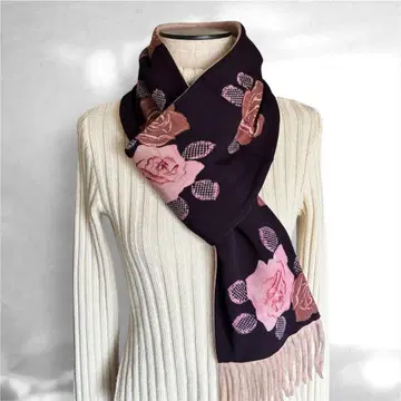 장미 빈티지 원단과 캐시미어 플러그 머플러 리버서블 기모노 리메이크