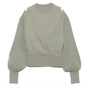 릴리 브라운 뒷 리본 레이어드 니트탑 레이어드 오프숄더 니트