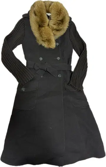 ungaro 퍼 더블 브레스트 롱 코트 사이즈 M 레어