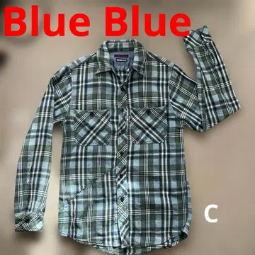 BLUE BLUE 탄력 플란넬 셔츠 빈티지 구제 의류 디자인 아메카지