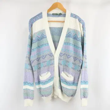 VINTAGE sundays 보더 올 패턴 코튼 니트 가디건
