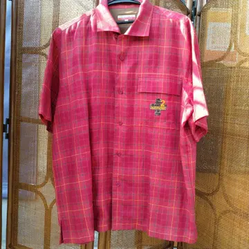 CASTELBAJAC 반팔 셔츠 빨간색 체크 무늬