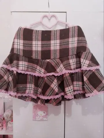 Y2K 헤이세이 그런지 lizlisa 리즈리사풍 체크 프릴 스커트