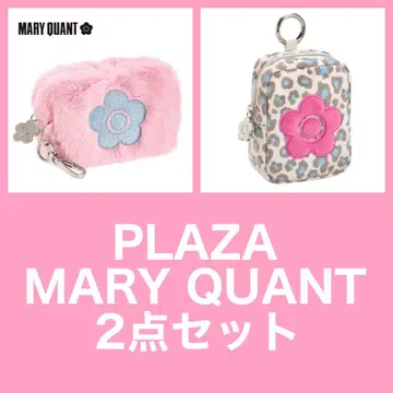 PLAZA 마리콴트 카라비너 포함 파우치 레오파드 핑크 2세트