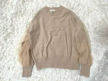 스픽 앤 스팬 소매 튤 니트 긴팔 니트 울 캐시미어