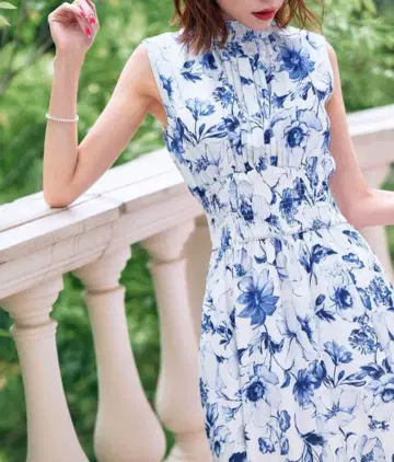 emiriawiz 블루 플라워 턱 원피스 M