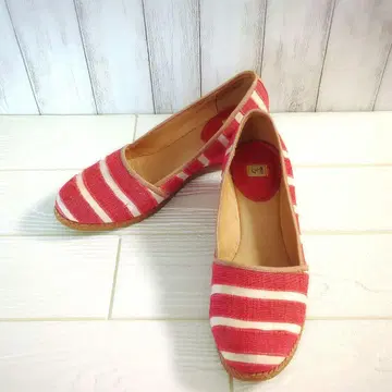 ing 빨간색과 화이트 스트라이프 펌프스 웨지솔 24.5cm