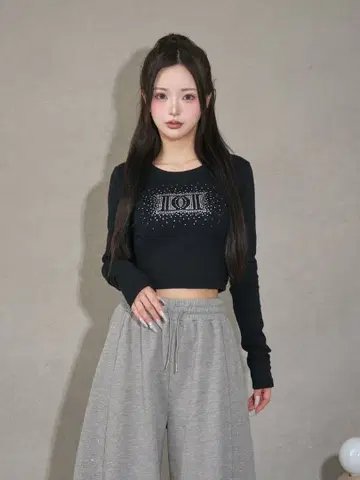 다리치 Darich 샤이니 DD 로고 컴팩트 롱 티셔츠 블랙