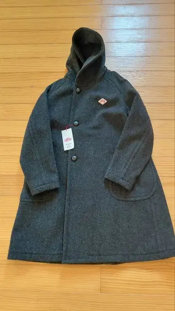 미사용 새상품 단톤 울 모사 후드 코트 34 차콜