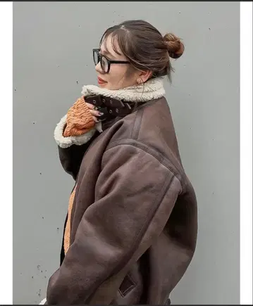 Ungrid 인조 모피 블루종 다크 브라운 s 사이즈