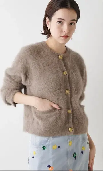 윔 가젯 캐시미어 혼방 퍼 니트 자켓