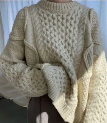 CLANE 3D 케이블 와이드 니트 탑 화이트