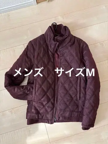 남성용 버건디 퀼팅 다운 자켓 M 사이즈