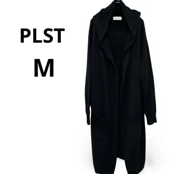 PLST 플라스테 롱 가디건 후드 부착 니트 블랙 M
