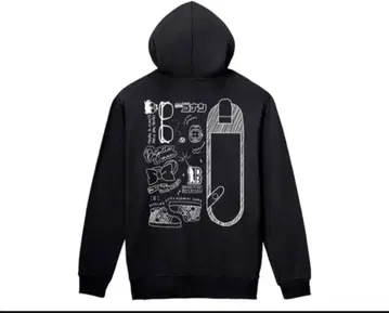 새상품 에도가와 코난 모티브 패턴 백 프린트 지퍼 후드티 여성용 (L)