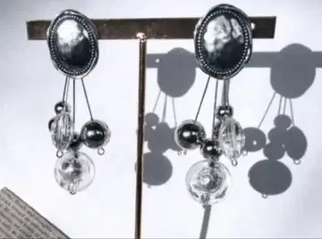 어른 심플 빅 사이즈 귀걸이 실버 클리어 비즈 경사 귀걸이