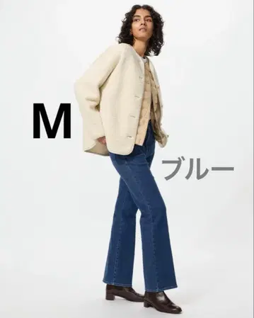 택 포함 새상품 유니클로 슬림 플레어 트라우저 청바지 블루 M