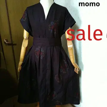 sale! 순수 실크  허리 리본 포함 턱 들어간 원피스 기모노 리메이크