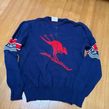 JAC-TION 캥거루 자수 울 스웨터