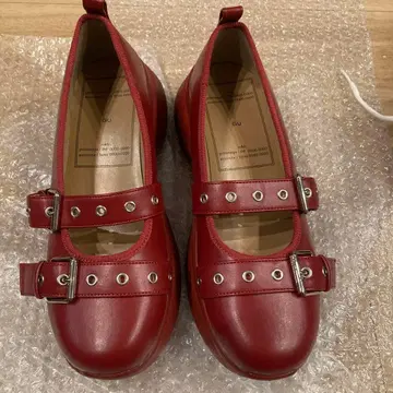 GU 메리 제인 슈즈 L 사이즈 rokh 콜라보 레드 로쿠 빨간색