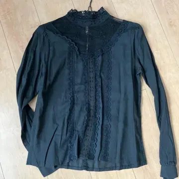 유로 빈티지 레이스 장식 긴팔 블라우스