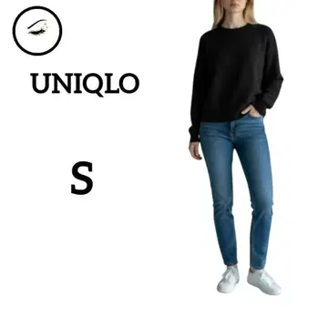 새상품급 유니클로 크루넥 트레이닝복 S 블랙 작은 사이즈 코튼 겨울