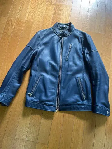 멘즈비기 네이비 가죽 라이더 자켓