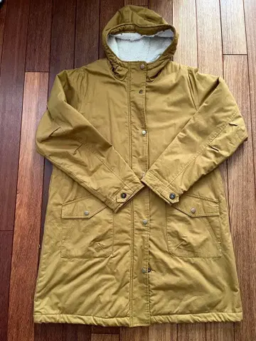 *새상품급* 후드 부착 모즈 코트 머스타드색 L 사이즈