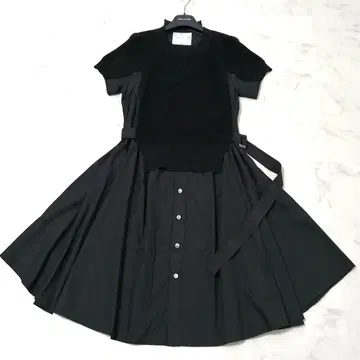 컨디션 최상 사카이 플레어 원피스 2024SS 최근 모델 도킹 1 블랙