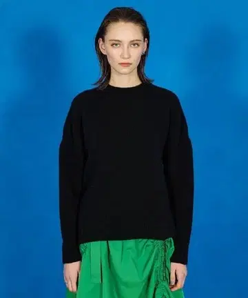 [ 착용컷 ] 유나이티드 도쿄 캐시미어 혼방 크루스 리트 니트 블랙