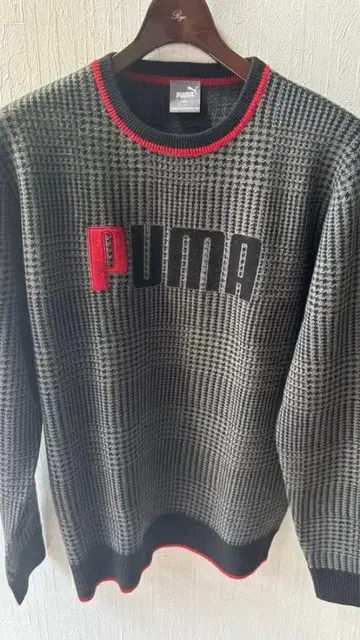 푸마 골프 그래픽 크루 스웨터 니트 글렌체크