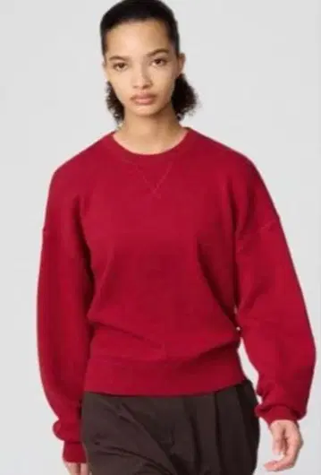 유니클로c 스무스 코튼 크루넥 스웨터 L 15 red 거의 새상품