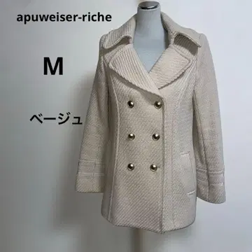 아푸와이저 리셰 울 하프 코트 M 베이지 고급 더블 버튼