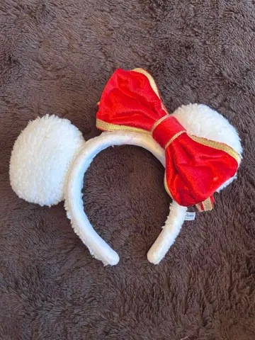 미키 귀 머리띠 빨간색과 화이트