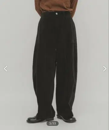 새상품 택 포함 이번 시즌 KBF 블랙 코듀로이 코쿤 팬츠 36