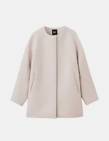 PLST 울 모사 노카라 하프 코트