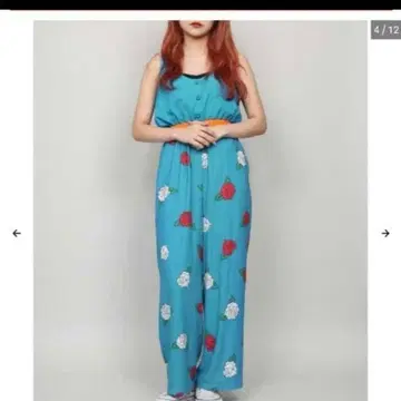 PUNYUS 꽃무늬 올인원 살로펫 장미 파랑