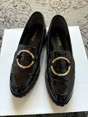 히미코 HIMIKO 블랙 에나멜 통굽 로퍼 23cm