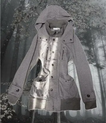 페어리 그런지 헤이세이 그런지 더블 지퍼 리브 후드티 긴팔