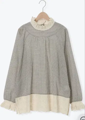 스캘럽 레이스 블라우스 (베이지)