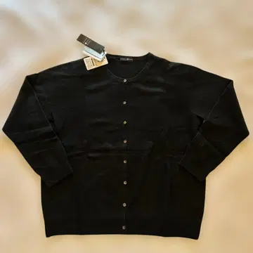 새상품 택 포함 캐시미어 100% 블랙 가디건 크루넥 긴팔