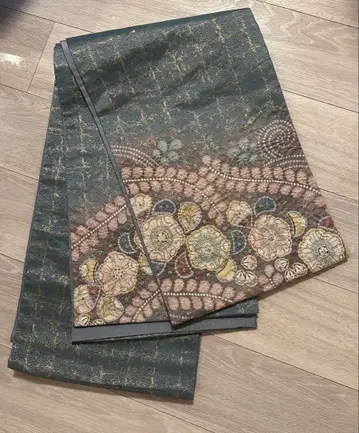 꽃무늬 후쿠로 오비 그레이 계열 도장 포함 츠지가하나 시보리