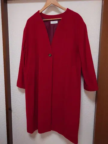 심플리시떼 노카라 빨간색 롱 코트