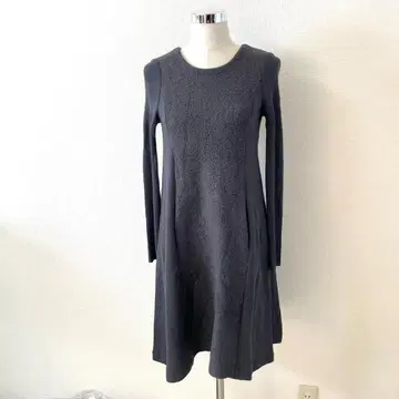 Y512-47 폭시 원피스 40 블랙 긴팔 니트 절개 울