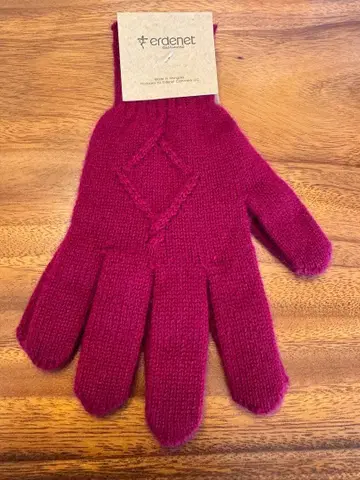 캐시미어 100% 장갑 와인 레드 Erdenet