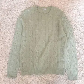 초고급! malo 케이블 니트 캐시미어 혼방 그린 계열 새상품급