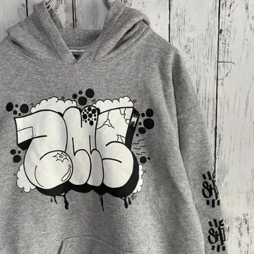 [ 길단 바디 ] 그래피티 후드티 소매 프린트 풀오버 후드티 S