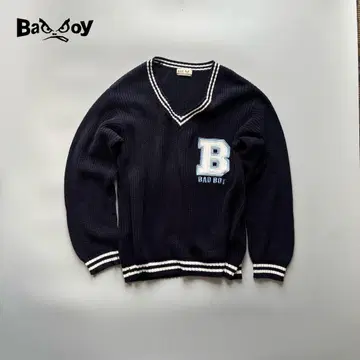 BAD BOY 네이비 V넥 스웨터 Y2K 90's 00'S