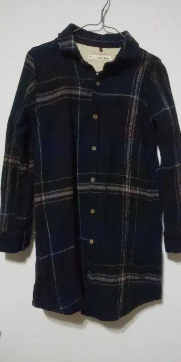 Plus Place 울 체크 무늬 긴팔 튜닉